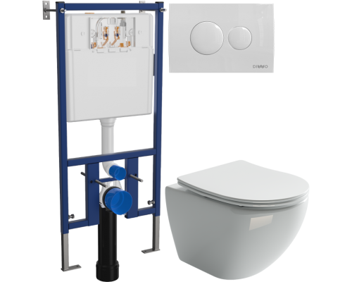 Комплект Унитаз подвесной Ceramicanova Metropol CN4002 безободковый + Инсталляция DIWO 4501 + Кнопка 7310 белая