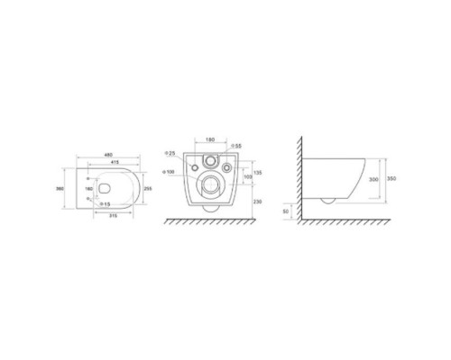 TECEspring K Комплект: Унитаз подвесной Kompakt, безободковый, со смывом Torando flush, сиденье Slim с микролифтом и быстрым снятием, цвет: белый. 9700997