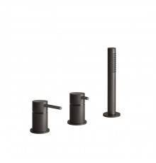 Gessi 316 Смеситель для ванны на 3 отв., с душевой лейкой, цвет: brushed black metal pvd. 54043#707