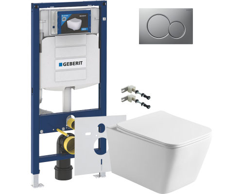 Комплект Унитаз подвесной Vincea Q-Line VT1-12 белый + Крепления Geberit Duofix 111.815.00.1 к стене + Шумоизоляция 156.050.00.1 + Инсталляция UP 320 111.300.00.5 + Кнопка Sigma 01 115.770.JQ.5 лакированная, матовый хром