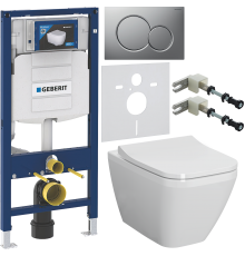 Комплект Унитаз подвесной VitrA Integra Square 7082B003-0075 + Крышка Integra Square 191-003-009 с микролифтом + Инсталляция Geberit Duofix UP 320 111.300.00.5 + Кнопка Sigma 01 115.770.JQ.5 лакированная, матовый хром + Крепления 111.815.00.1 к стене + Шу