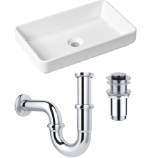 Комплект Раковина Lavinia Boho Bathroom Sink Slim 33311004 + Донный клапан Wellsee Drainage System 182134000 хром + Сифон 182102000 хром