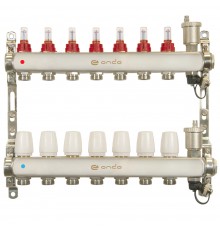 Коллекторная группа ONDO OKGSET07A 1" ВР-3/4" НР, 7 выходов, с расходомерами