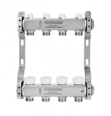 Комплект коллекторов Hoobs, нерж. сталь, с термостат. клапанами, с отсекающими клапанами и кронштейнами 1 х3/4 -3 вых.. HB-INCTK-805503