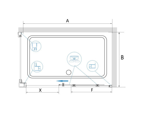 Душевой уголок RGW CL-48B (CL-14B + Z-050-1B) 1000x1000