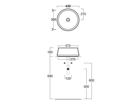 SIMAS Sharp Раковина 42 см, без отв., цвет: белый. SH02bi*0