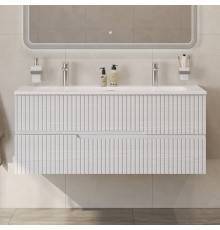 Тумба с раковиной Cezares Duet 120 ясень белый софт, раковина Cezares CZR-8073-120-1-2