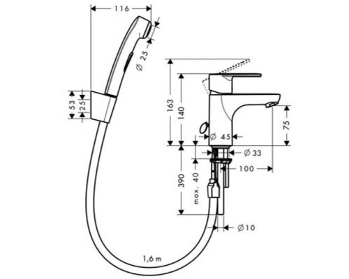 Hansgrohe Focus, Смеситель для раковины с гигиеническим душем, Цвет: хром. 31926000 Hansgrohe Focus, Смеситель для раковины с гигиеническим душем, Цвет: хром. 31926000