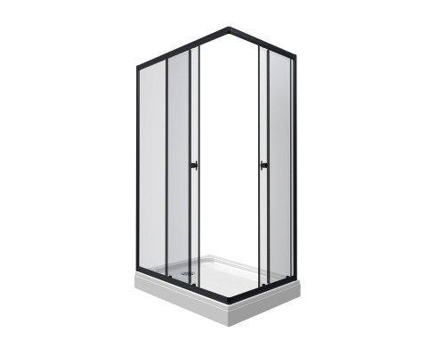 Душевой уголок ARAGUT Бетта Щ0000067949, 100х80  см, с поддоном, профиль черный, прозрачное стекло