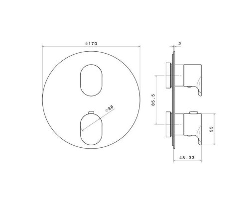 Kerama Marazzi Ole Смеситель для душа, встраиваемый, термостатический, с регулировкой температуры, цвет: хром. 67638EKM.21.018 Kerama Marazzi Ole Смеситель для душа, встраиваемый, термостатический, с регулировкой температуры, цвет: хром. 67638EKM.21.018
