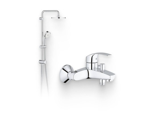 Душевой комплект Смеситель Grohe Eurosmart New 33300002 + Стойка New Tempesta Cosmopolitan 27394002