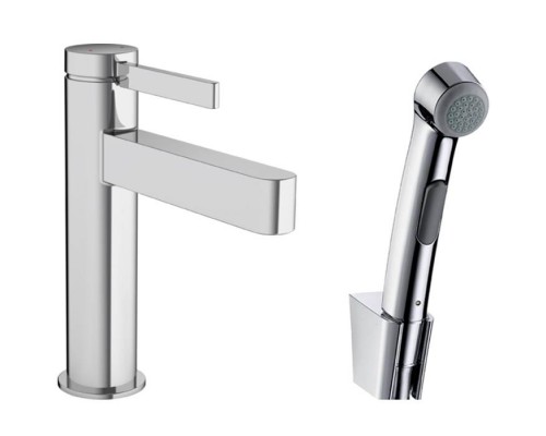 Hansgrohe Finoris Смеситель для раковины, 1 отв., с набором для биде и со шлангом 160см., цвет: хром. 76210000 Hansgrohe Finoris Смеситель для раковины, 1 отв., с набором для биде и со шлангом 160см., цвет: хром. 76210000