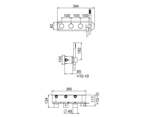 Carimali Встраиваемая часть термостатического смесителя на 4 положения. W5102