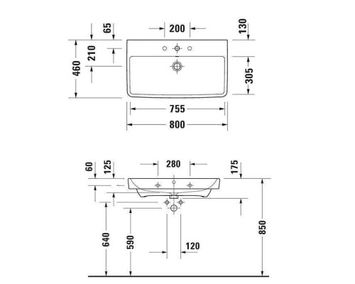 Duravit No.1 Раковина 80х46см., 1 отв., подвесная, цвет: белый. 23758000002 Duravit No.1 Раковина 80х46см., 1 отв., подвесная, цвет: белый. 23758000002