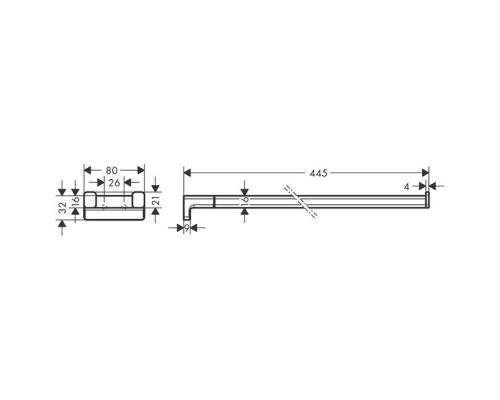 Hansgrohe AddStoris Полотенцедержатель 44.5см., двухрожковый, цвет: хром. 41770000 Hansgrohe AddStoris Полотенцедержатель 44.5см., двухрожковый, цвет: хром. 41770000