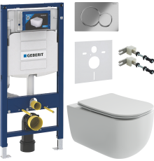 Комплект Унитаз подвесной Ceramicanova Noel CN3013 + Крепления Geberit Duofix 111.815.00.1 к стене + Шумоизоляция 156.050.00.1 + Инсталляция UP 320 111.300.00.5 + Кнопка Sigma 01 115.770.21.5 хром