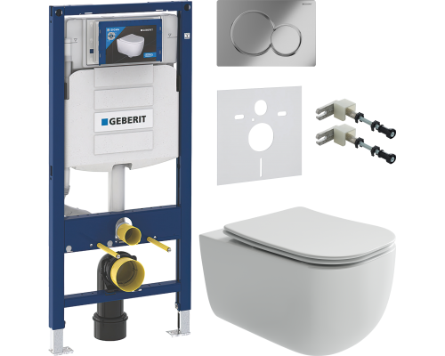 Комплект Унитаз подвесной Ceramicanova Noel CN3013 + Крепления Geberit Duofix 111.815.00.1 к стене + Шумоизоляция 156.050.00.1 + Инсталляция UP 320 111.300.00.5 + Кнопка Sigma 01 115.770.21.5 хром