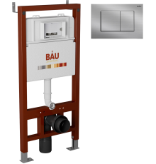 Система инсталляции для унитазов Bauedge Pro + Кнопка смыва Bauedge Stil сатин