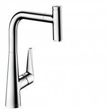Hansgrohe Talis Select M51 Смеситель для кухни, на 1 отв, поворотный излив: 22см с вытяжным душем, 1jet, h:28.8см, sBox, кнопка вкл/выкл, цвет: хром. 73853000