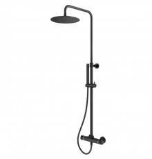 Plumberia Selection IXO Душевая стойка, верхний душ 25см., с термостетическим смесиетлем, ручной душ, шланг 15см, цвет: черный матовый. XO6302NO