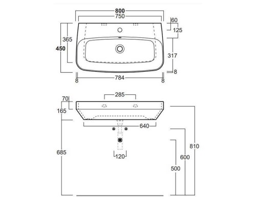 Simas Baden Baden Раковина 80х45 см, 1 отв., цвет: белый. BB12bi*1