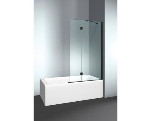 VismaraVetro Шторка на ванну PV 54х150Hсм, размер 90-92(50+40)см, DX (правая), стекло Transparent 04,Matt Black 09, петли С67 внутр. открытие, TPA. VPV040905401500DT