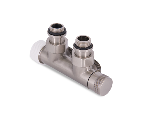 Узел нижнего подключения термостатический SR Rubinetterie угловой 1/2 х3/4 Е Никель матовый (левый) 0685-1500NSE0