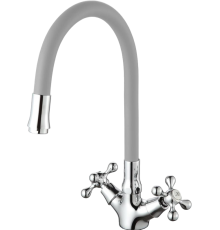 Смеситель для кухни D-lin D153810-2 с гибким изливом, серый