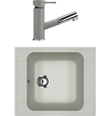 Комплект Мойка кухонная Ulgran U-604 -310 серая + Смеситель U-009 -310 серый