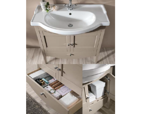 Eban Simona Комплект мебели 86 см  ручки хром, напольный, Цвет: Tortora. FACQDPO--CR,  FAPEN025-CR,  FPLEB085-B*1,  FBSSM080ODJ6*3