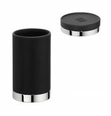 Набор Стакан Colombo Design Nordic B5241 хром/черный + Мыльница B5240 хром/черная