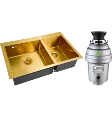 Комплект Мойка кухонная Zorg Inox PVD SZR-78-2-51 L bronze + Измельчитель Inox D ZR-38 D