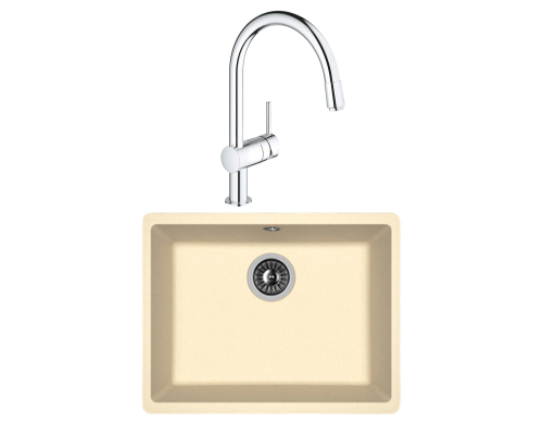 Комплект Мойка Florentina Вега 500 шампань + Смеситель Grohe Minta 3291800E хром