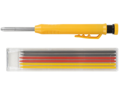 Карандаш строительный автоматический, 6 сменных грифелей FIT 04321