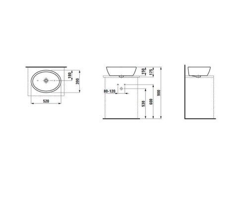 LAUFEN Pro Раковина-чаша 52х39х15 см, без отв., цвет: белый. 8.1296.4.000.109.1 LAUFEN Pro Раковина-чаша 52х39х15 см, без отв., цвет: белый. 8.1296.4.000.109.1