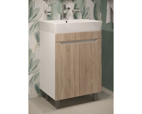 Тумба с раковиной DIWO Архангельск 60 белая, сонома