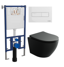 Комплект Унитаз подвесной Ceramicanova Uno Rimless CN11001MB + Инсталляция DIWO 4501 + Кнопка 7320 белая