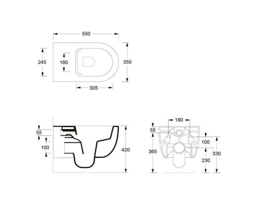 Alice Unica Унитаз 55х35см., подвесной, безободковый, с сиденьем и крышкой с микролифтом, с набором для крепления, цвет: белый глянцевый. 32240101SET