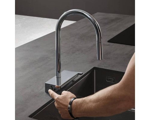 Hansgrohe Aquno Select M81 Смеситель для кухни, 1 отв., с вытяжным душем, 3jet, каскад, sBox, цвет: хром. 73831000 Hansgrohe Aquno Select M81 Смеситель для кухни, 1 отв., с вытяжным душем, 3jet, каскад, sBox, цвет: хром. 73831000