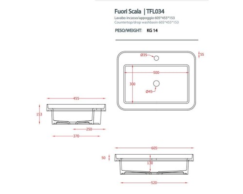 Artceram Fuori Scala Раковина 60х45 см, встраиваемая, с 1 отв.под смеситель,без перелива, цвет: белый матовый. TFL034 05 00 bi matt *1 Artceram Fuori Scala Раковина 60х45 см, встраиваемая, с 1 отв.под смеситель,без перелива, цвет: белый матовый. TFL034 05 00 bi matt *1