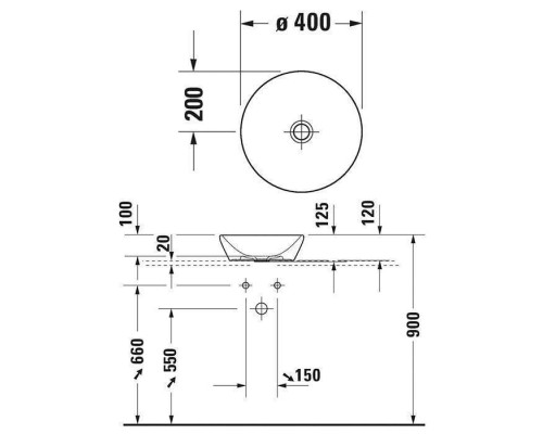 Duravit D-Neo Раковина Oslash;40см., накладная, без перелива, без отв., цвет: белый . 2371400070 Duravit D-Neo Раковина Oslash;40см., накладная, без перелива, без отв., цвет: белый . 2371400070