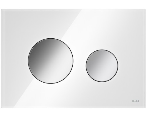 TECEloop 9240660 Панель смыва, 2 объёма, 220х150х11 мм, стекло белое, клавиши хром глянцевый 9240660