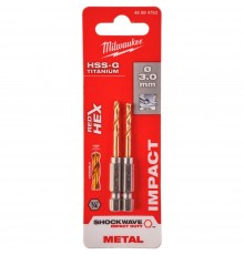 Сверло по металлу Milwaukee RedHEX HSS-G TiN 3,0мм (2шт) (763)