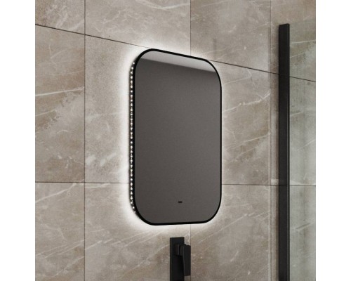 Зеркало Bauedge Black Rand 50х70, с подсветкой, сенсорное, черное Зеркало Bauedge Black Rand 50х70, с подсветкой, сенсорное, черное