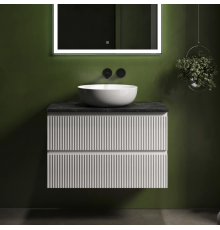 Тумба с раковиной Sancos Snob R 80 см, bianco, столешница черный мрамор, раковина CN5024