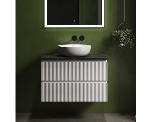 Тумба с раковиной Sancos Snob R 80 см, bianco, столешница черный мрамор, раковина CN5024 Тумба с раковиной Sancos Snob R 80 см, bianco, столешница черный мрамор, раковина CN5024