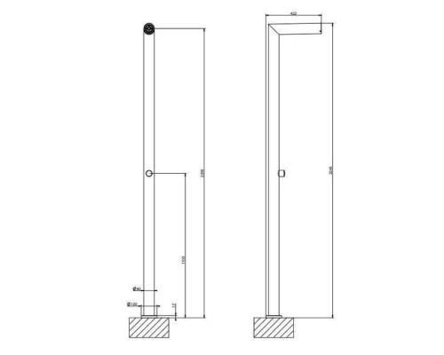 Gessi Outdoor Душевая стойка, для установки на улице, напольная, на 1 выход, без ручки и верхнего душа, цвет: Black XL. 63201#299