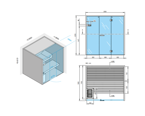 Effegibi Sky 80 Био-Сауна 200x180x201см, пристенная, цвет: канадский хемлок. BI 55 20 0013 Effegibi Sky 80 Био-Сауна 200x180x201см, пристенная, цвет: канадский хемлок. BI 55 20 0013