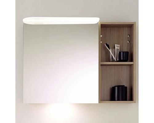 BurgBad Badu Зеркальный шкаф 90х31х66.5см, стеклянная полки, цвет: дуб фланелевый. SFTW090LK0463