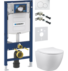Комплект Унитаз подвесной Vincea Globo VT1-14 + Крепления Geberit Duofix 111.815.00.1 к стене + Шумоизоляция 156.050.00.1 + Инсталляция UP 320 111.300.00.5 + Кнопка Sigma 01 115.770.11.5 белая
